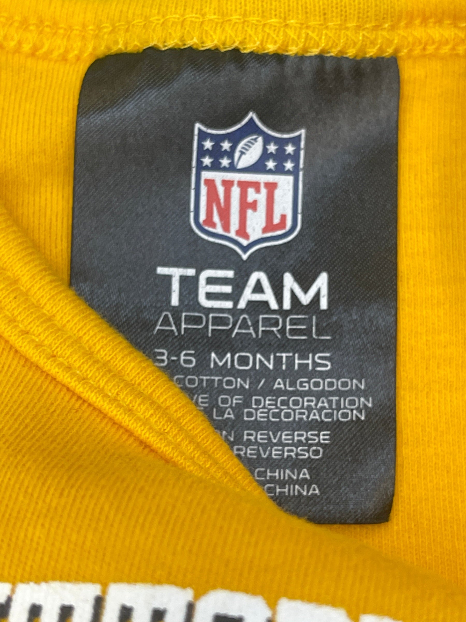 NFL Pittsburgh Steelers 100% Cotton L/S Infant Bodysuit/Vest 3-6 Months