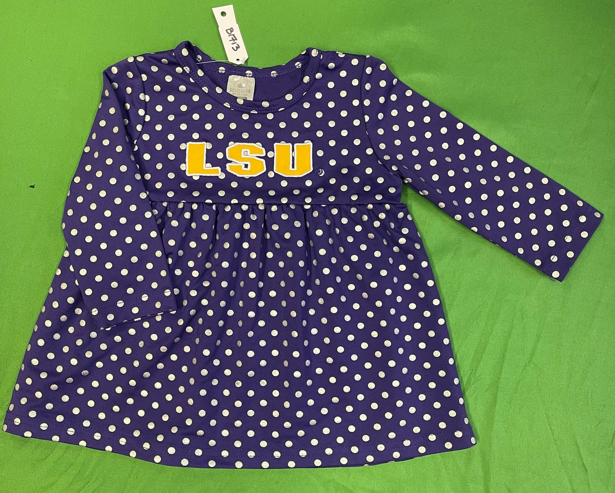 NCAA Louisiana State LSU Tigers Purple Dotted Dress Infant Baby 6-12 Months