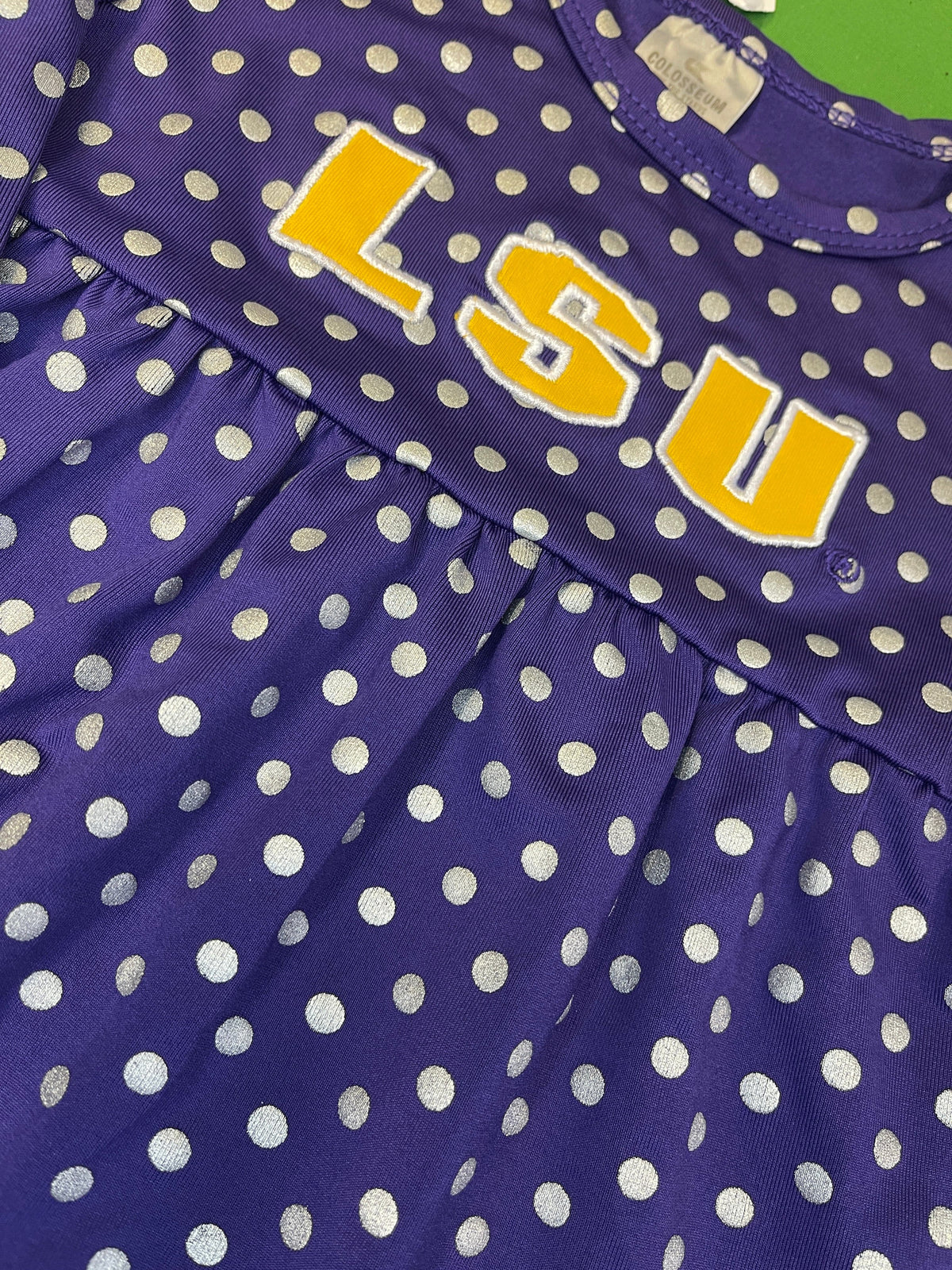NCAA Louisiana State LSU Tigers Purple Dotted Dress Infant Baby 6-12 Months