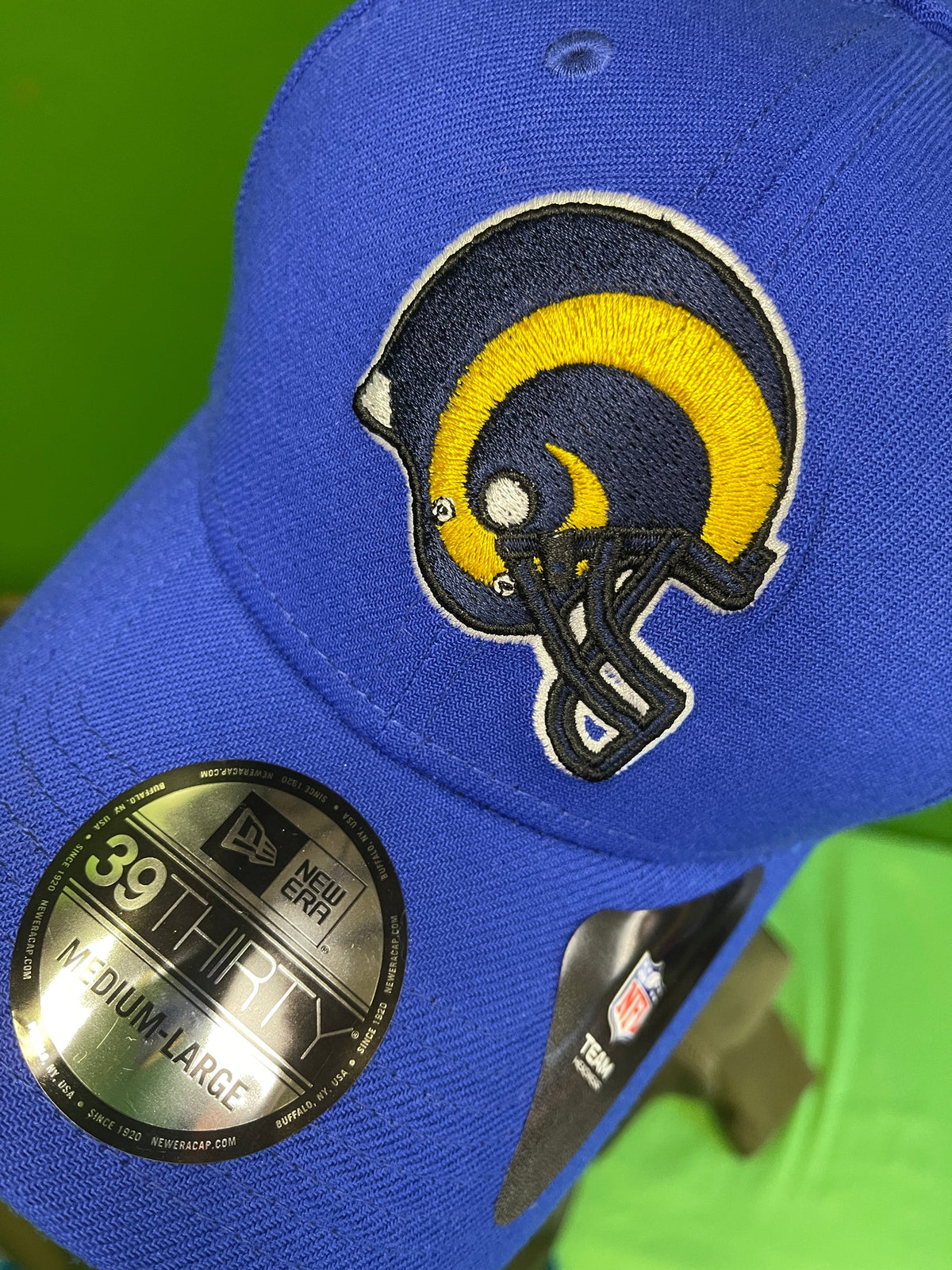 NFL Los Angeles Rams New Era 39THIRTY Blue Fitted Hat/Cap Size Medium/Large NWT