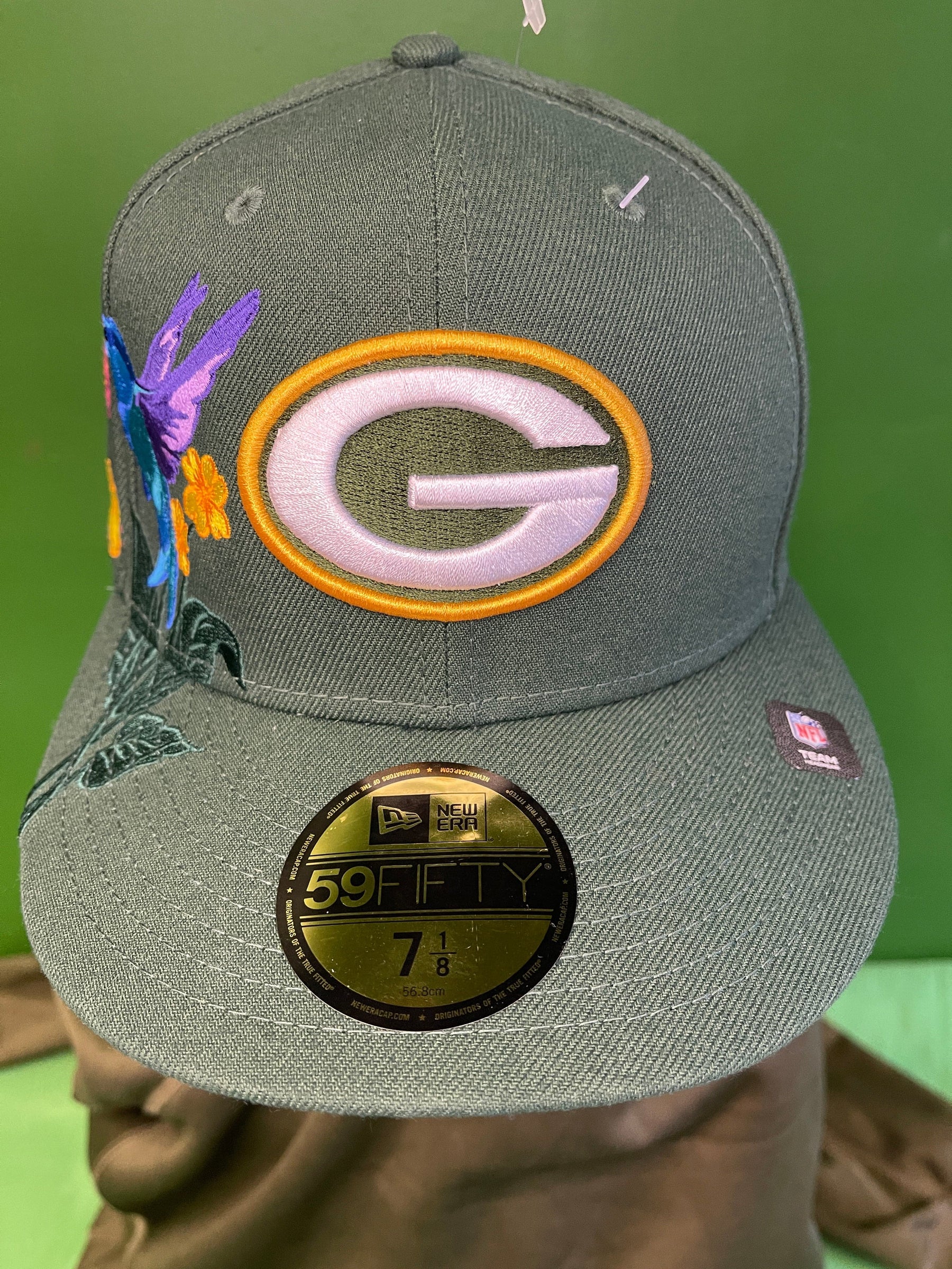 NFL Green Bay Packers New Era 59FIFTY Embroidered Floral Hat/Cap Size 7 1/8 NWT