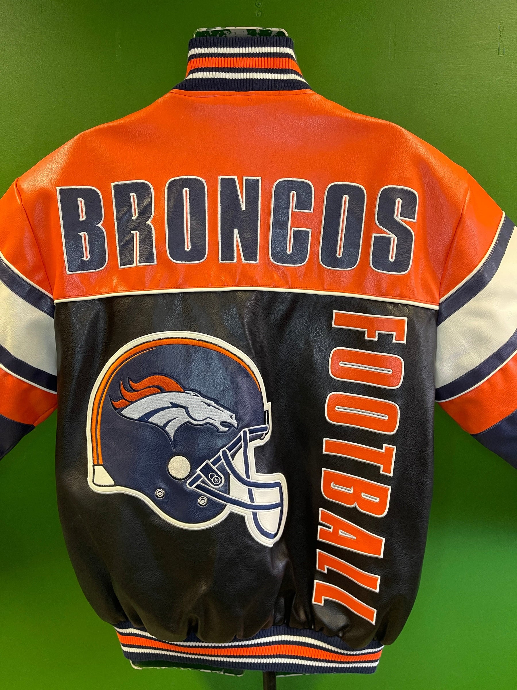 NFL Denver Broncos GIII Vintage Faux-Leather Bomber Jacket Men's Large