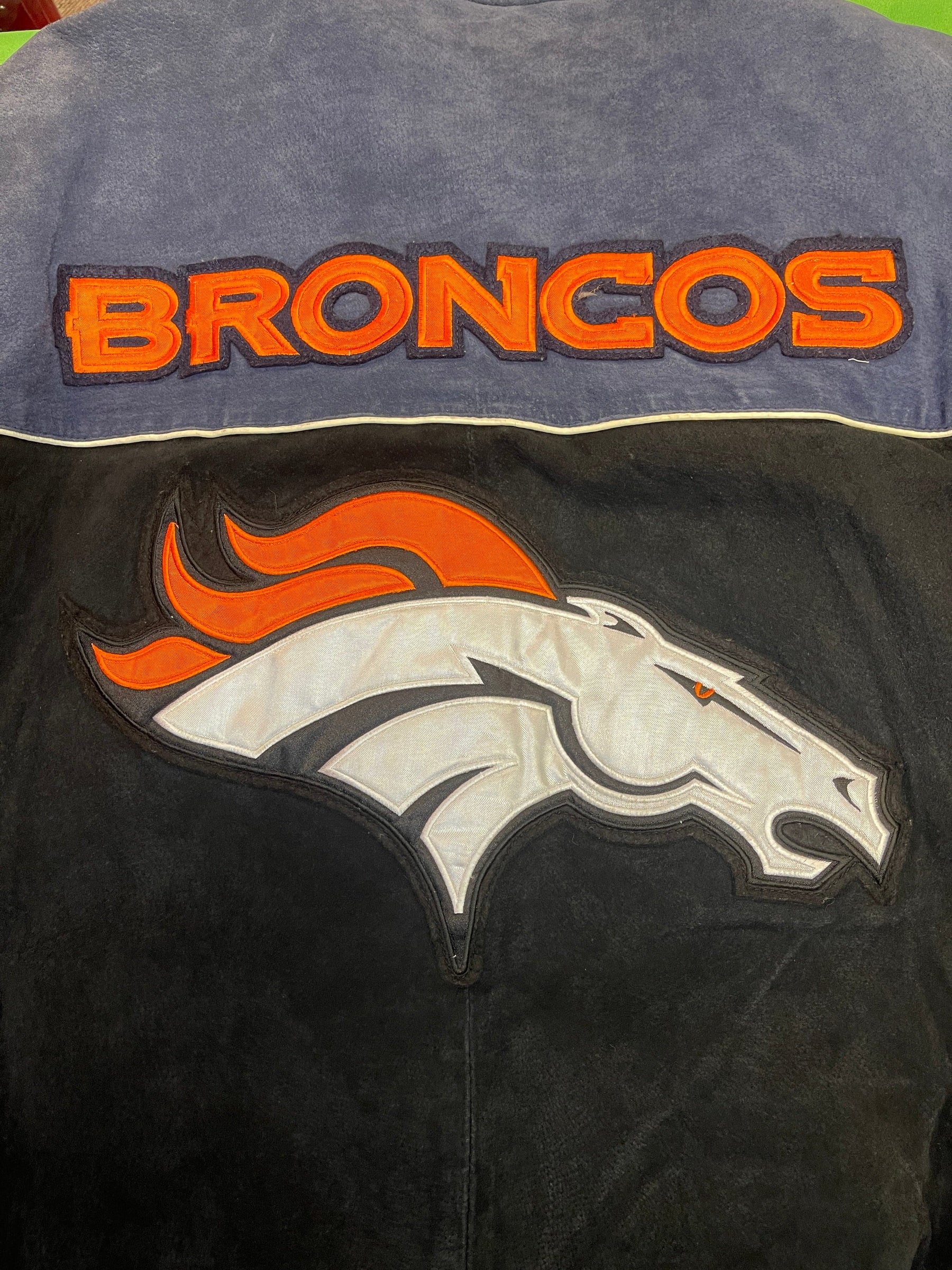 NFL Denver Broncos Vintage Colourblock Suede Bomber Jacket Men's Large