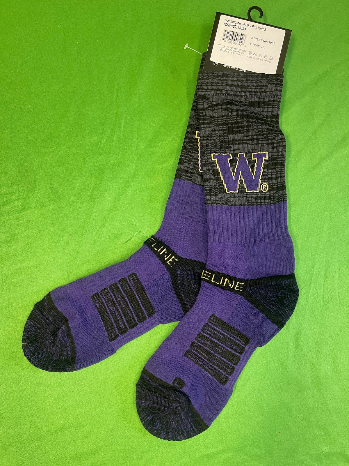 NCAA Washington Huskies Grey & Purple Socks Medium/Large NWT