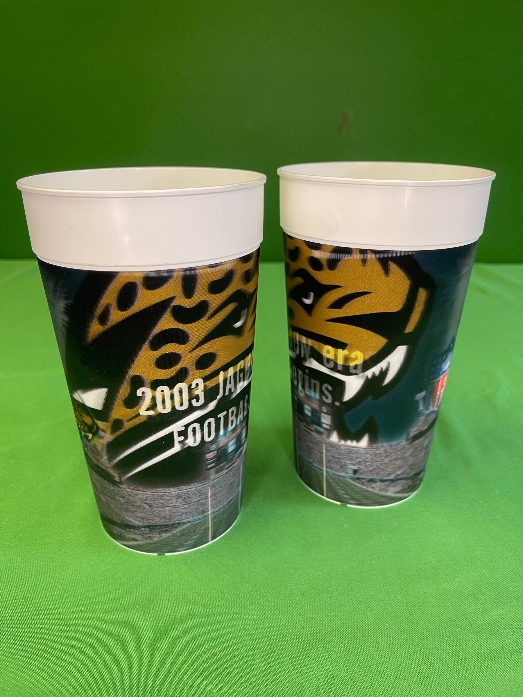 NFL Jacksonville Jaguars Set of 2 Vintage 2003 Hologram Stadium Cups