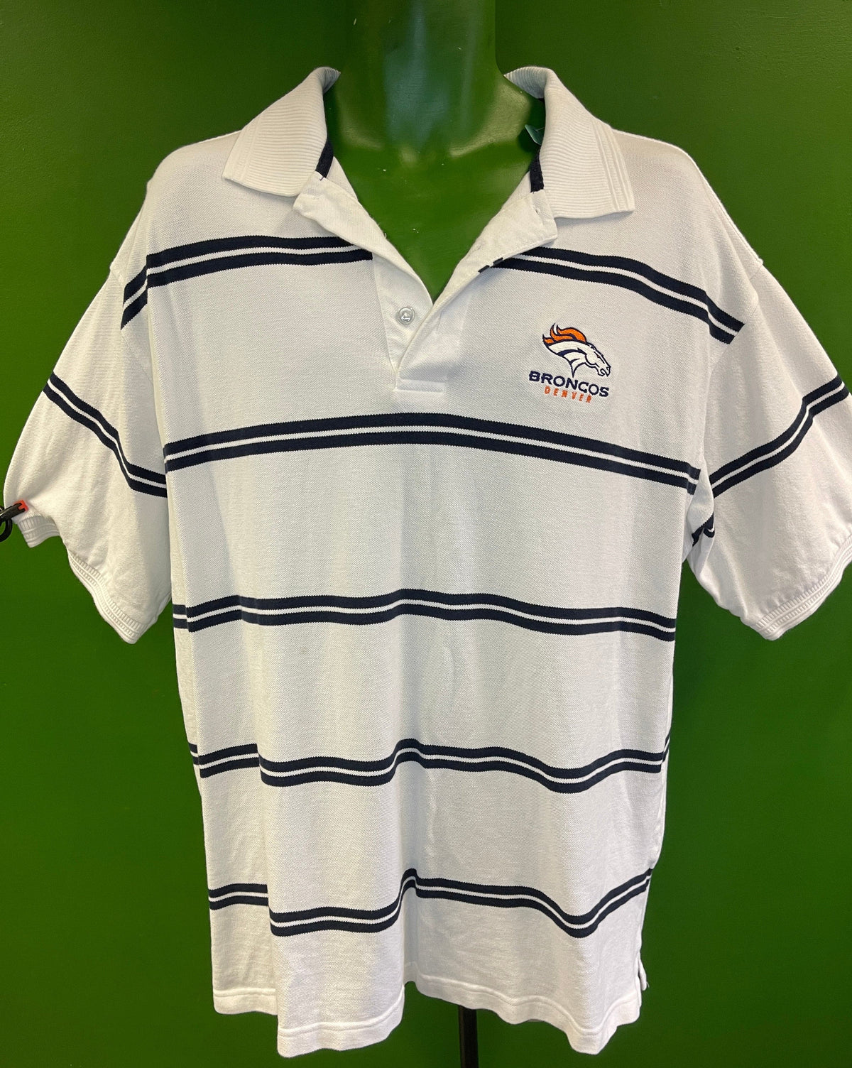 NFL Denver Broncos Antigua 100% Cotton Striped Golf Polo Shirt Men's X-Large