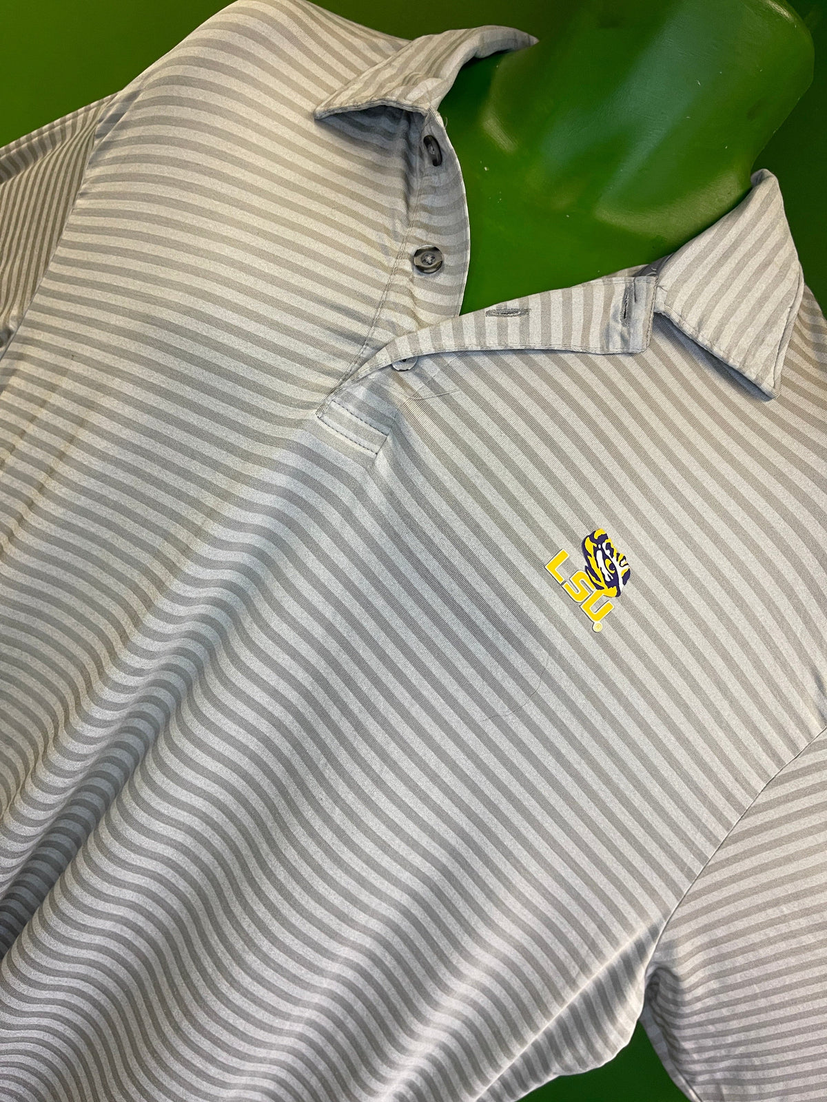 NCAA LSU Tigers Champion Striped Golf Polo Shirt Men's X-Large