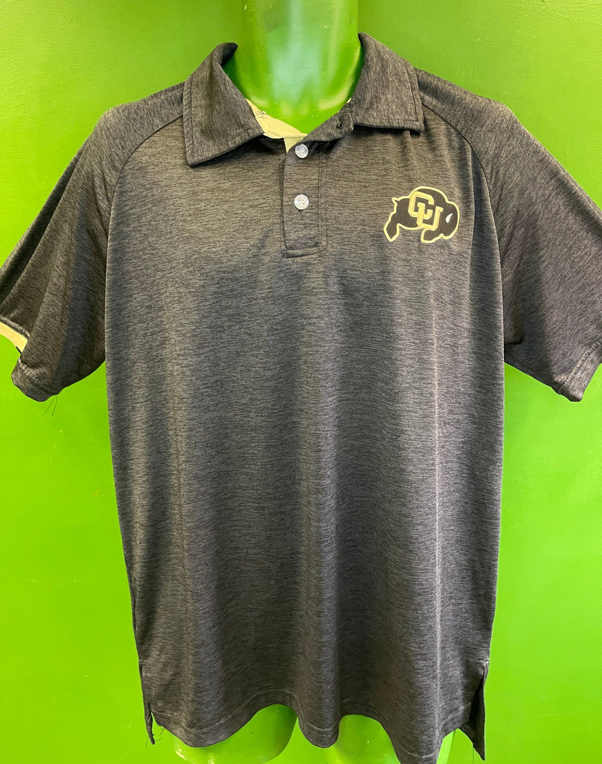 NCAA Colorado Buffaloes Grey Space Dye Golf Polo Shirt Men's Medium
