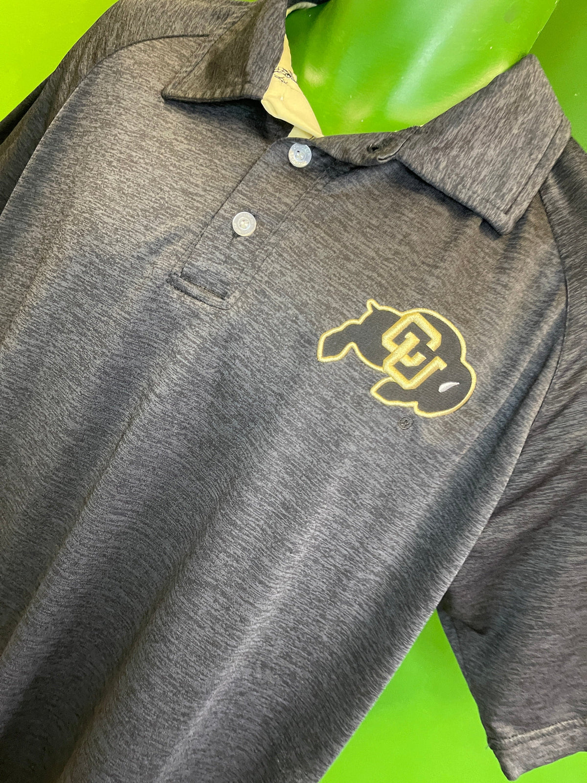 NCAA Colorado Buffaloes Grey Space Dye Golf Polo Shirt Men's Medium