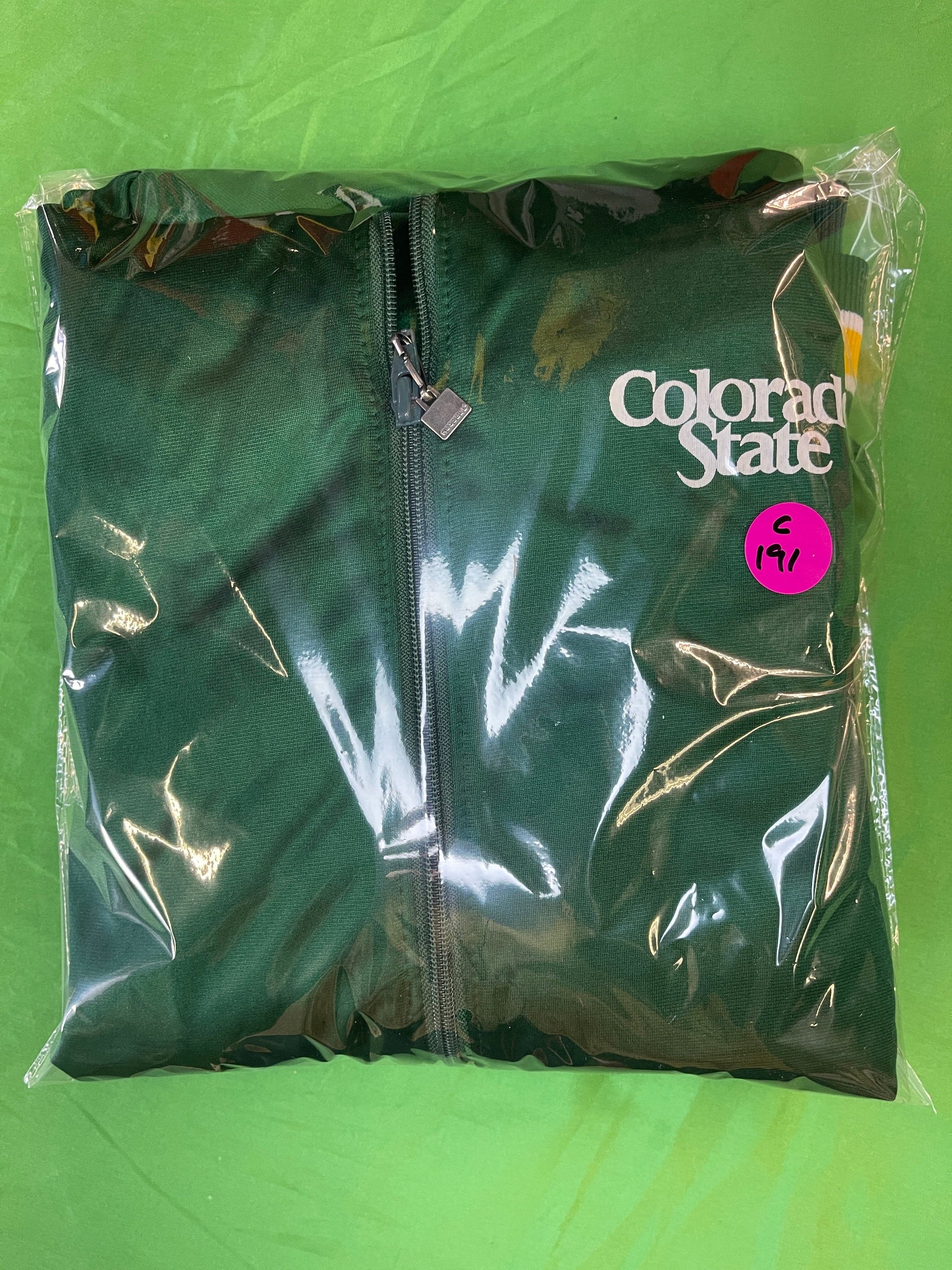 NCAA Colorado State Rams Russell Silky Green Full-Zip Bomber Jacket Men's X-Large