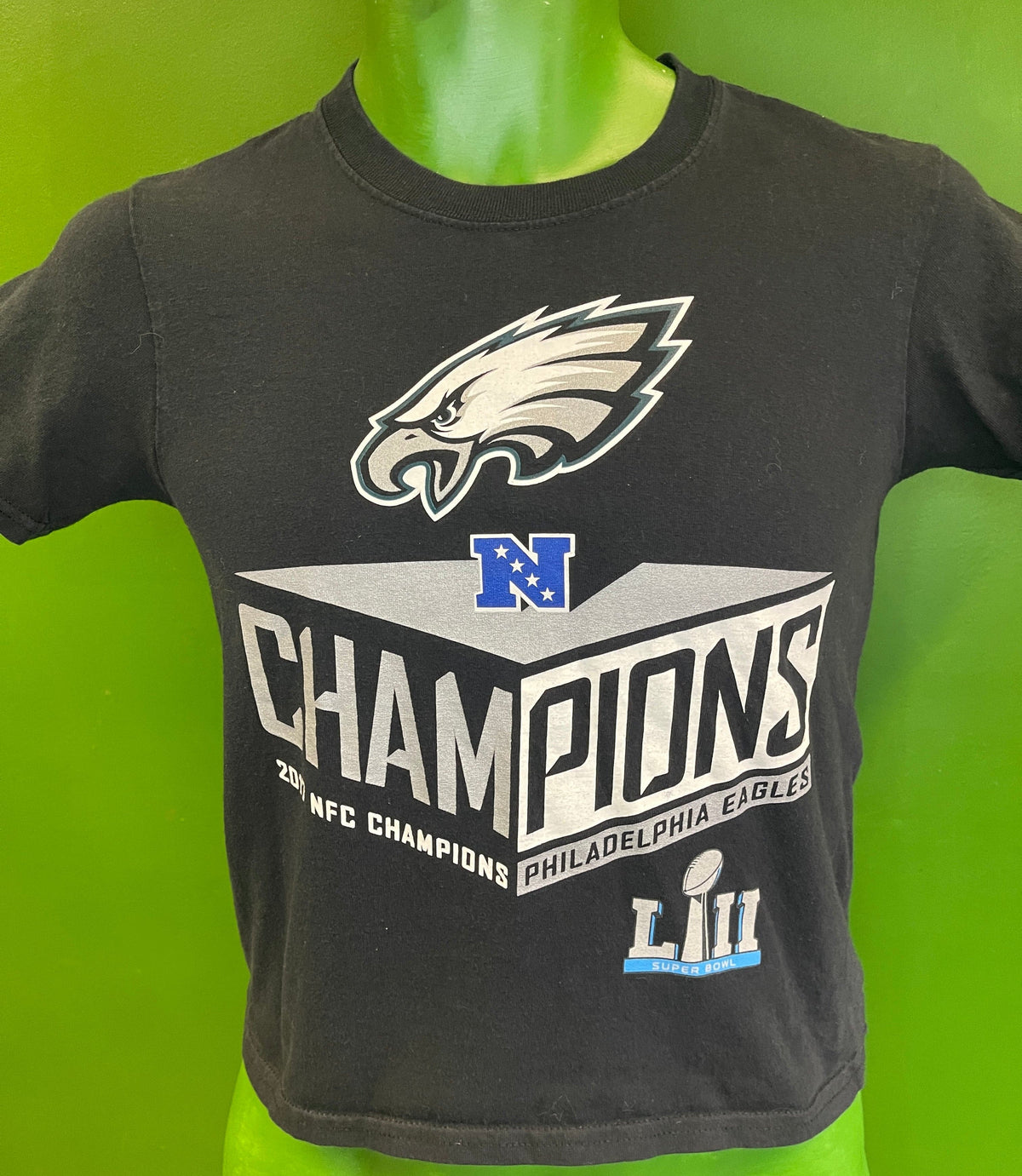 NFL Philadelphia Eagles Fanatics 2017 NFC Champions Super Bowl LII Sparkly Girls' T-Shirt Youth Small 8