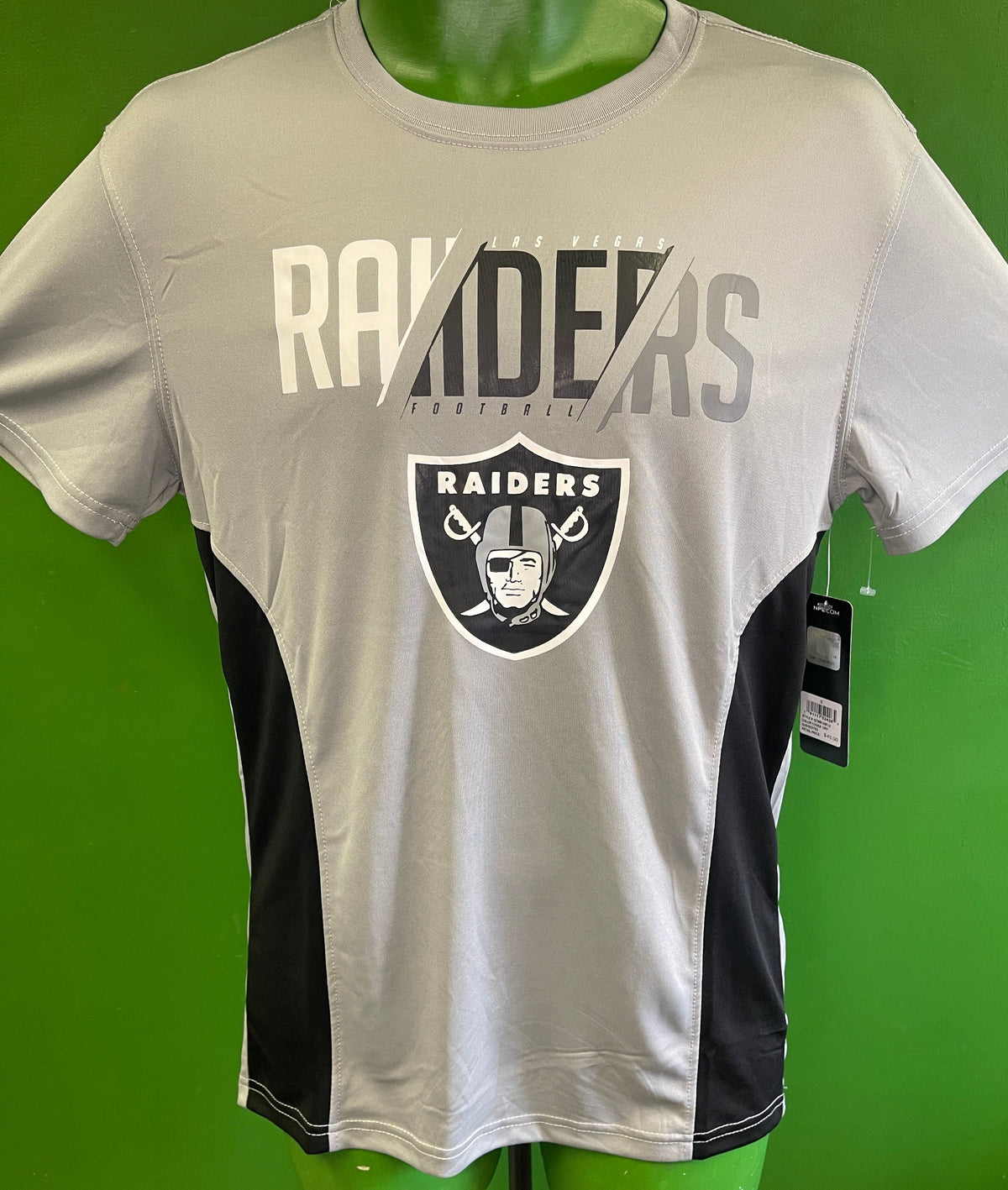 NFL Las Vegas Raiders Grey Colourblock T-Shirt Men's Small NWT
