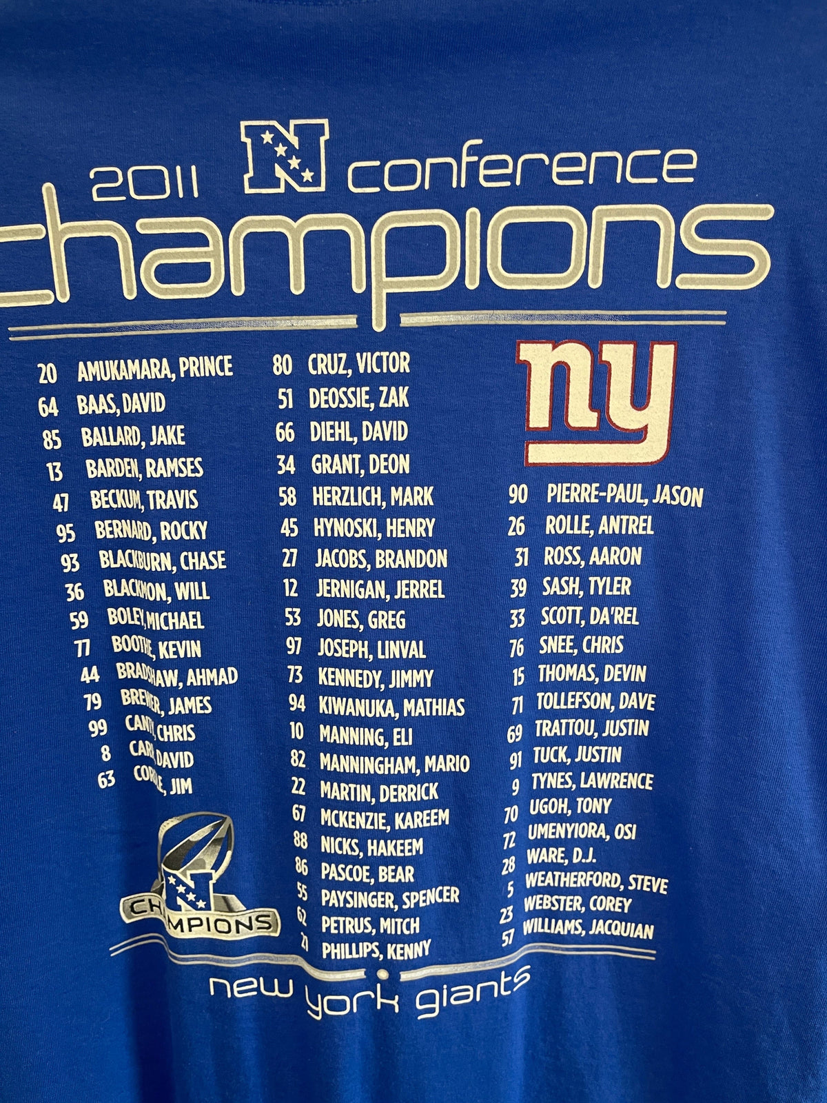NFL New York Giants "2011 Conference Champions" Blue T-Shirt Men's 2X-Large NWT