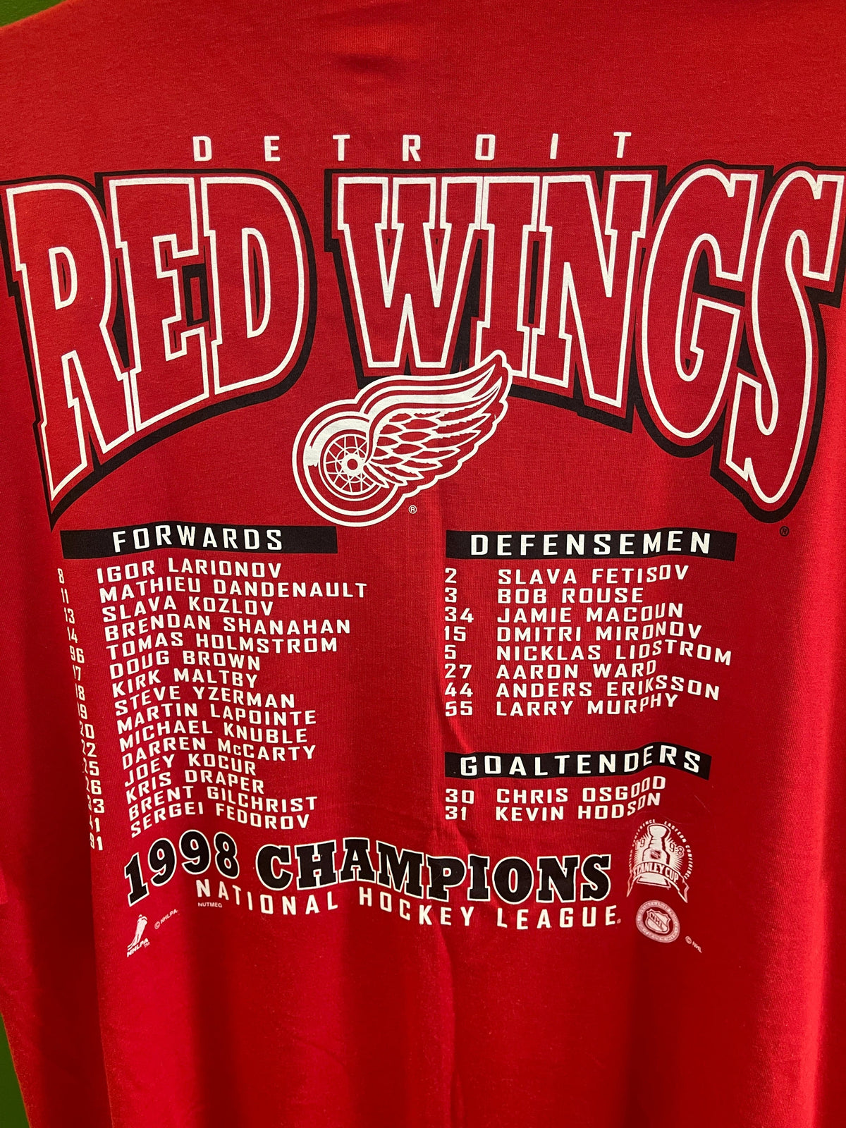 NHL Detroit Red Wings Back to Back Champions T-Shirt Men's 2X-Large NWT