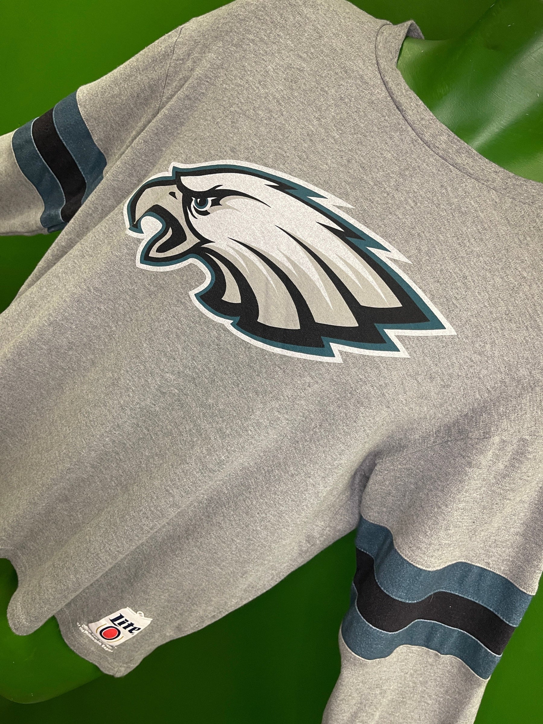 NFL Philadelphia Eagles Miller Lite Soft Heathered Grey Sweatshirt Men's Medium