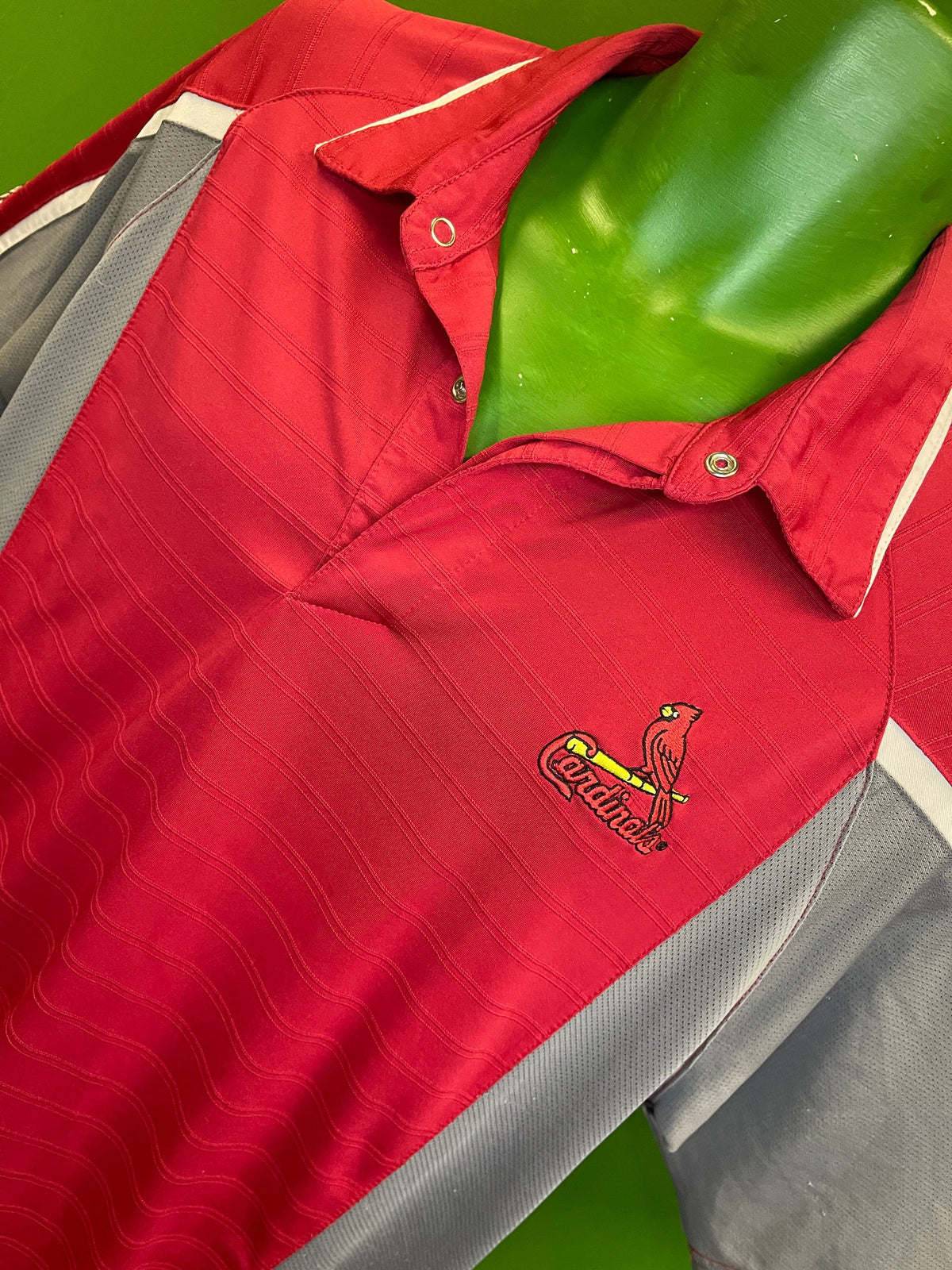 MLB St. Louis Cardinals Striped "Event Staff" Golf Polo Shirt Men's Large