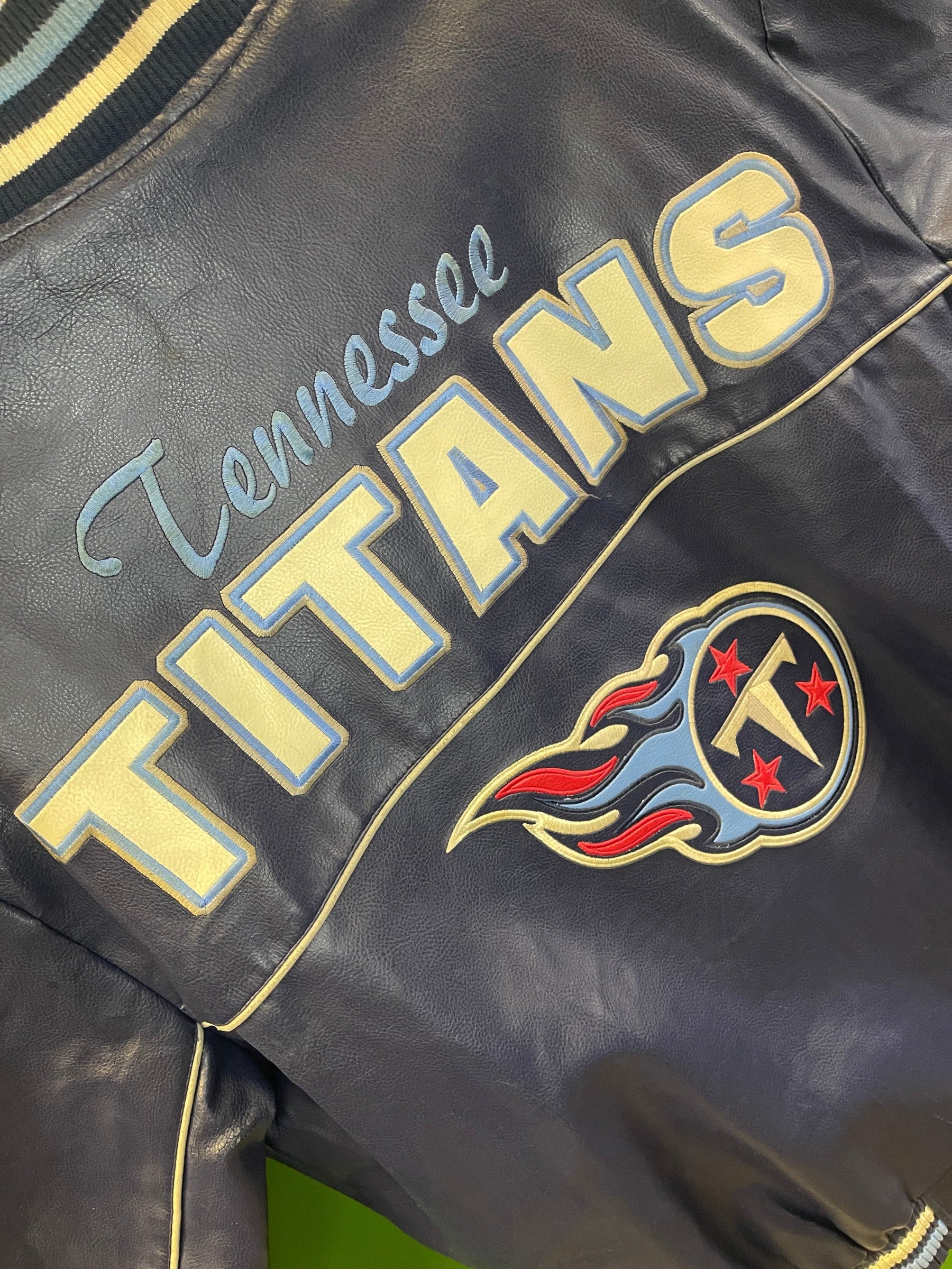 NFL Tennessee Titans GIII Vintage Faux-Leather Bomber Jacket Men's X-Large