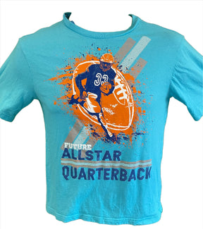 American Football Aqua Blue "Future Quarterback" T-Shirt Youth Large 14
