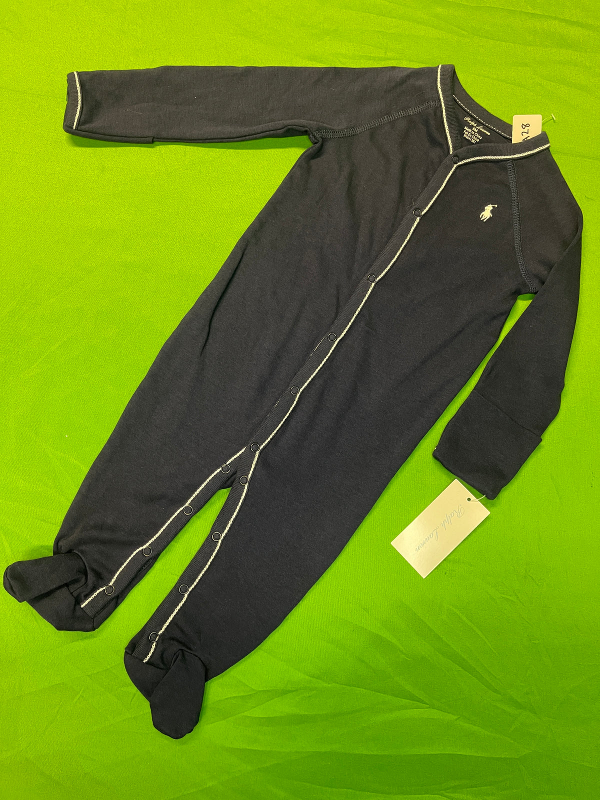 Ralph Lauren Navy L/S Footed Sleepsuit Baby Infant 6 Months NWT