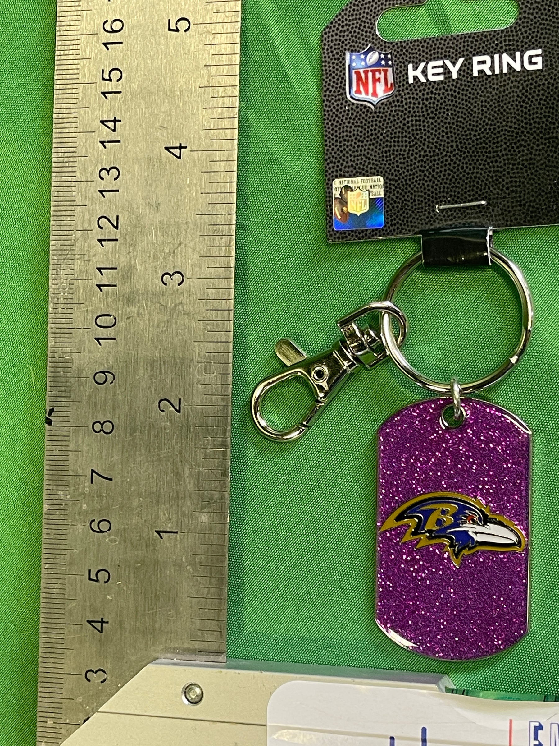 NFL Baltimore Ravens Glitter Sparkly Keychain Key Ring w/Clip NWT