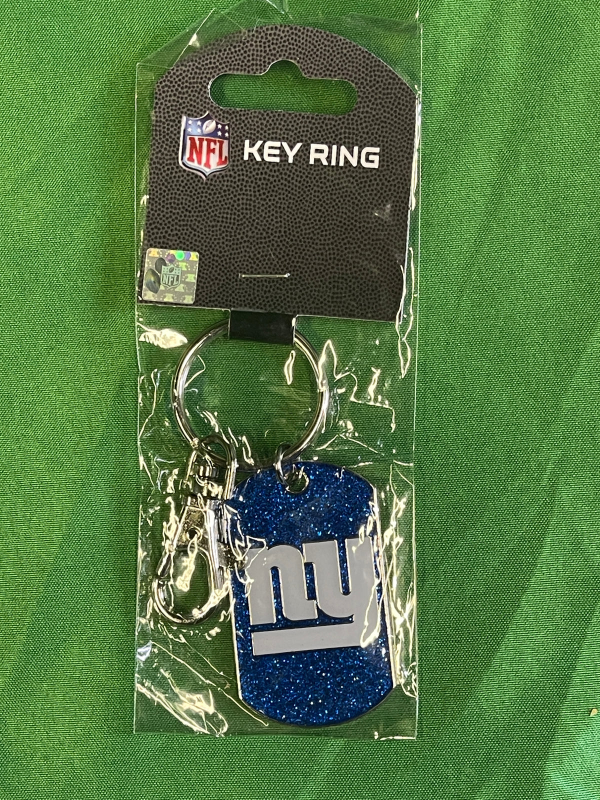 NFL New York Giants Glitter Sparkly Keychain Key Ring w/Clip NWT