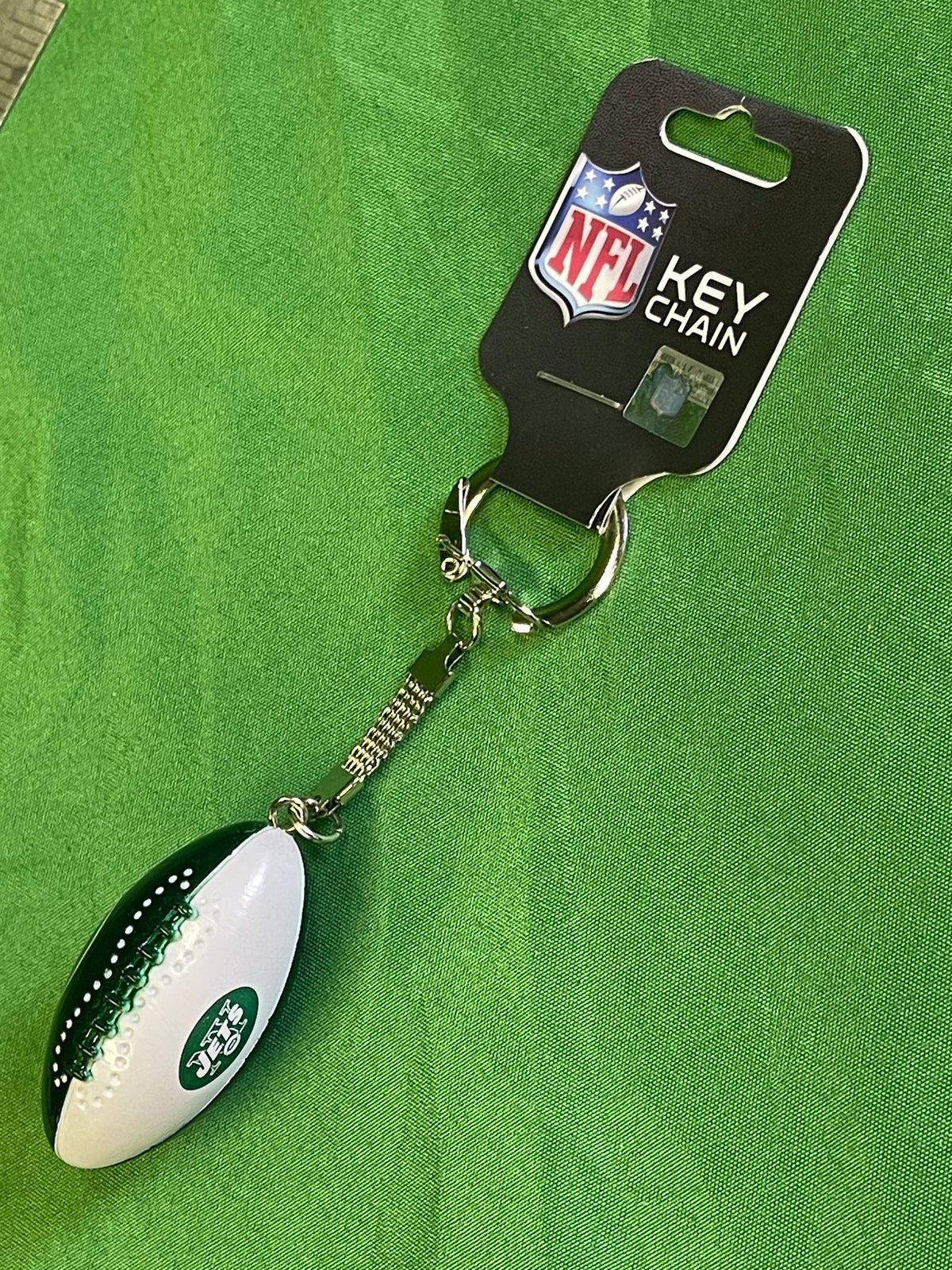 NFL New York Jets Football Shaped Keychain Key Ring NWT
