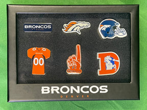 NFL Denver Broncos FOCO Set of 6 Enamel Pins Gift Box NWT