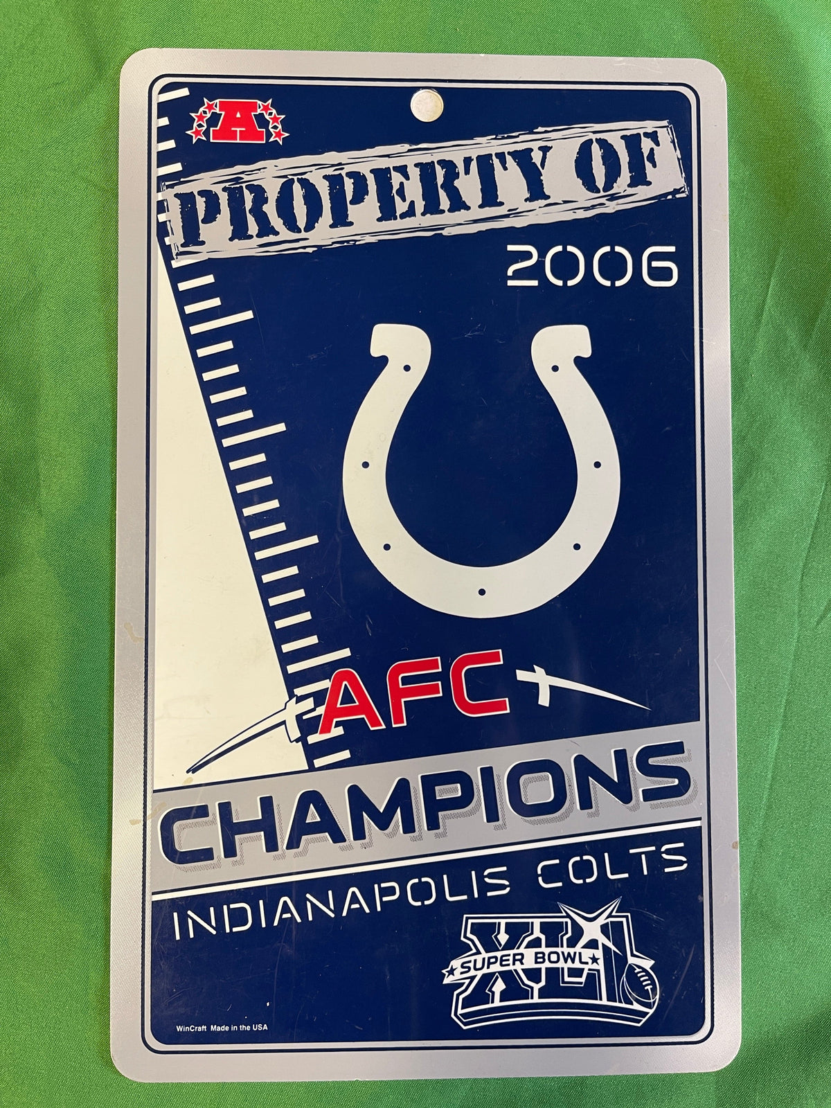 NFL Indianapolis Colts "Property of AFC Champions" Plastic Sign