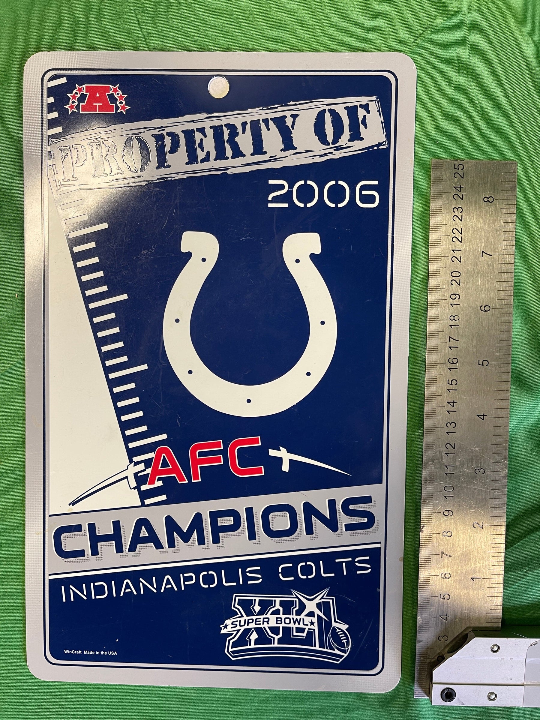 NFL Indianapolis Colts "Property of AFC Champions" Plastic Sign