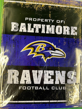 NFL Baltimore Ravens 12" x 18" Tin Sign & Magnet Set NWT