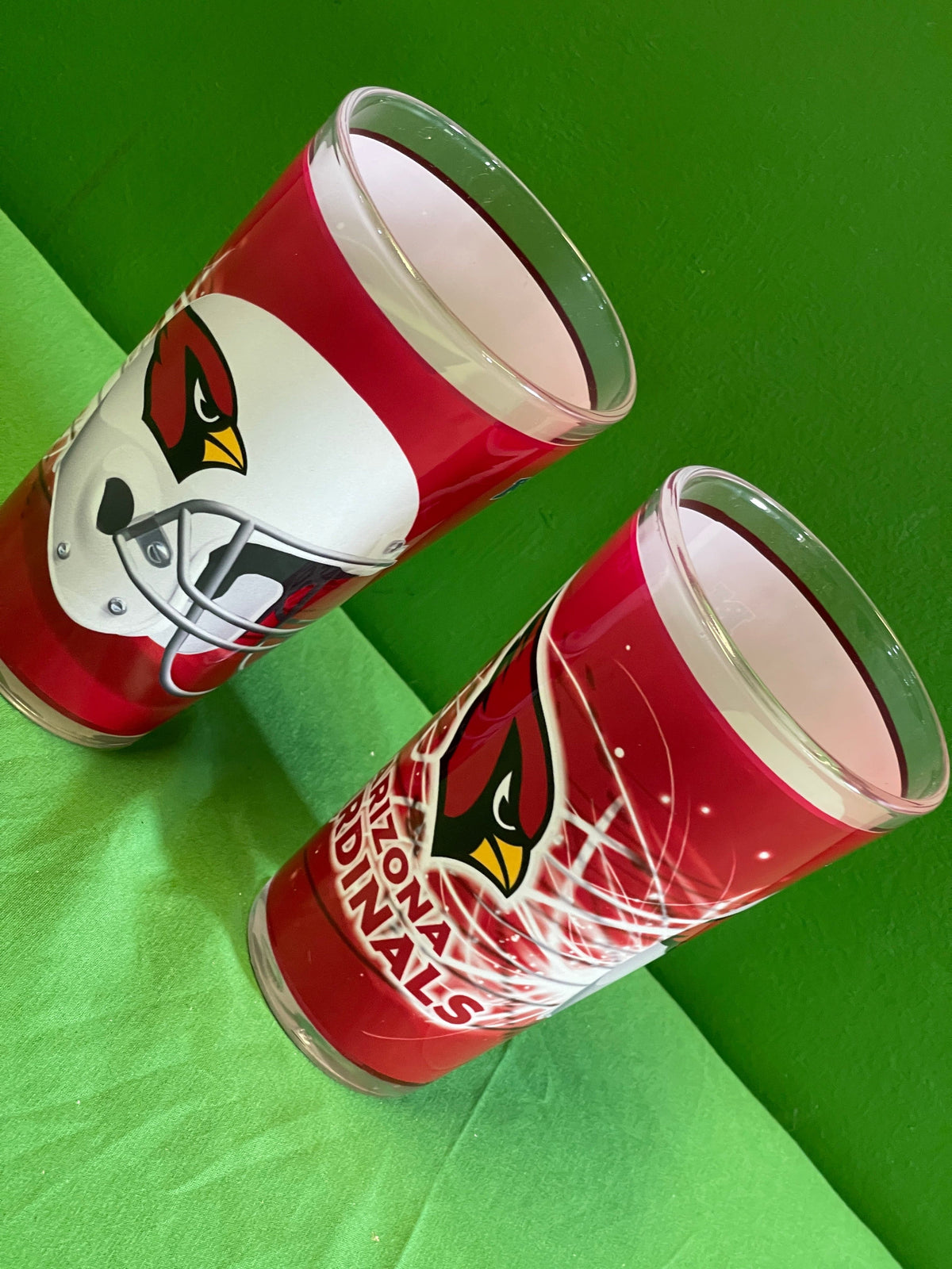 NFL Arizona Cardinals Licensed Set of 2 16 oz Pint Glasses/Tumblers NWT