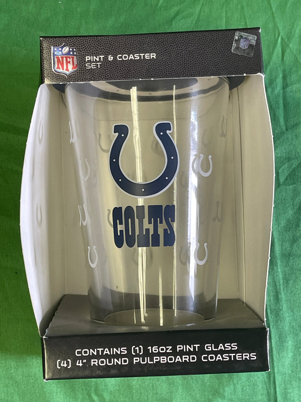 NFL Indianapolis Colts Pint Glass & Coaster Gift Set NWT