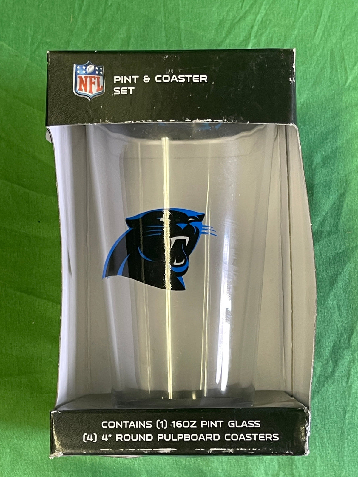 NFL Carolina Panthers Pint Glass & Coaster Gift Set NWT
