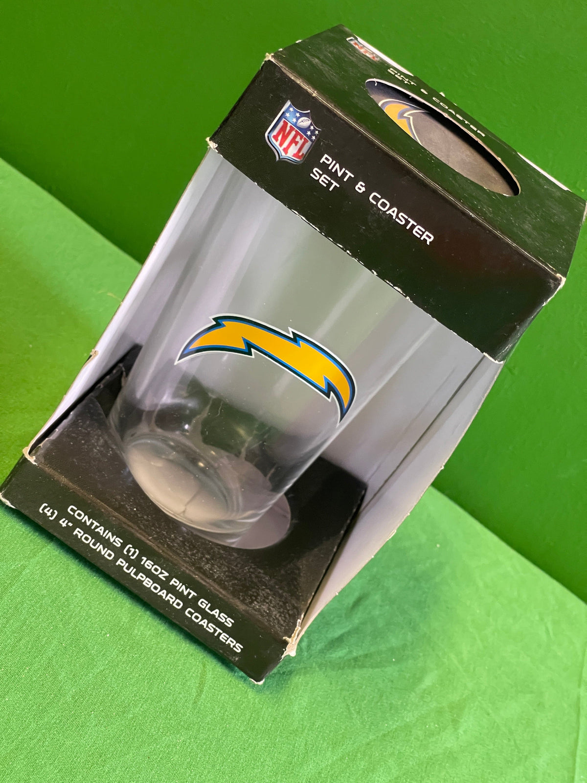 NFL Los Angeles Chargers Pint Glass & Coaster Gift Set NWT