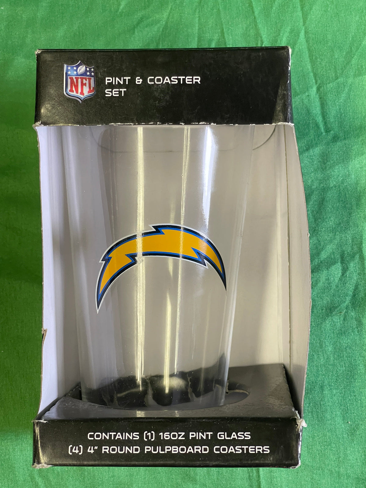 NFL Los Angeles Chargers Pint Glass & Coaster Gift Set NWT