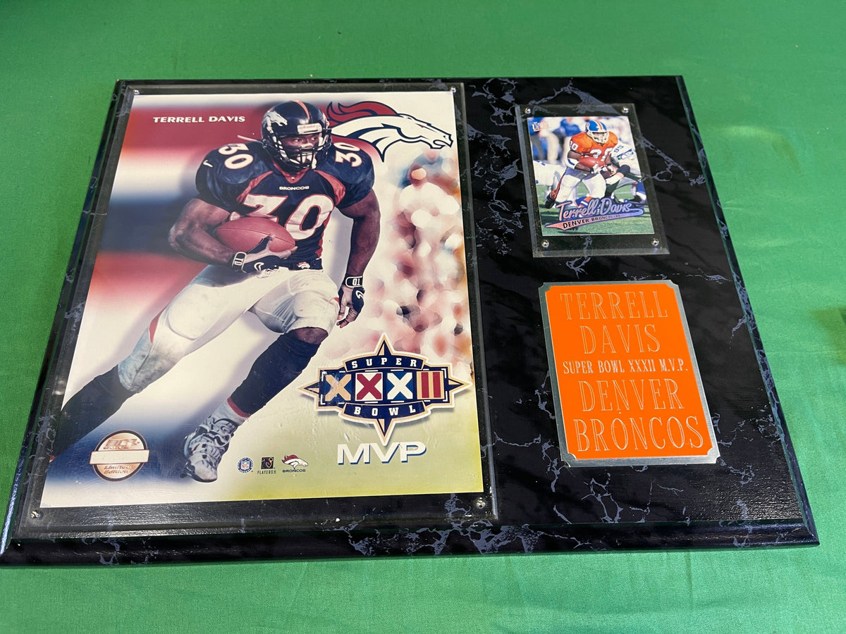 NFL Denver Broncos Terrell Davis #30 Super Bowl XXXII XXXIII Plaque