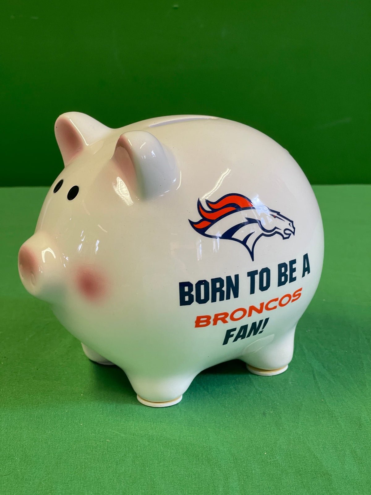 NFL Denver Broncos "Born to Be a Fan" Piggy Bank/Money Box NWT