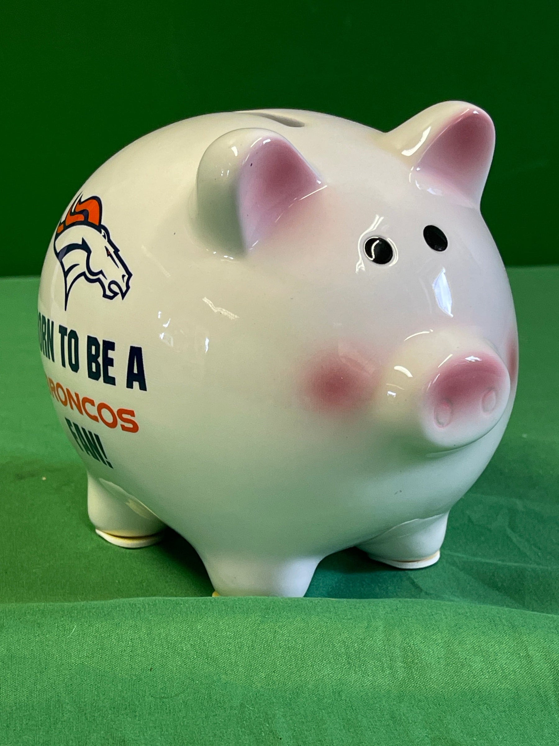 NFL Denver Broncos "Born to Be a Fan" Piggy Bank/Money Box NWT