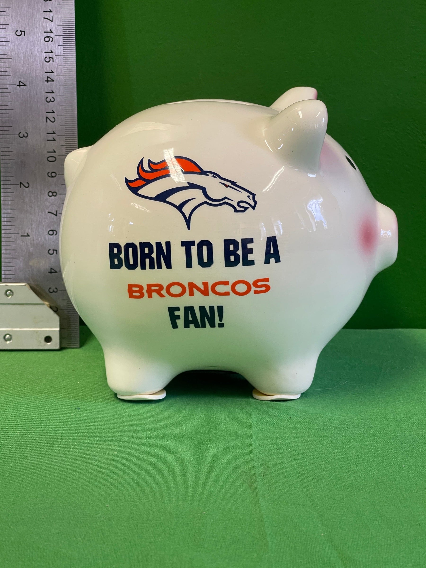 NFL Denver Broncos "Born to Be a Fan" Piggy Bank/Money Box NWT