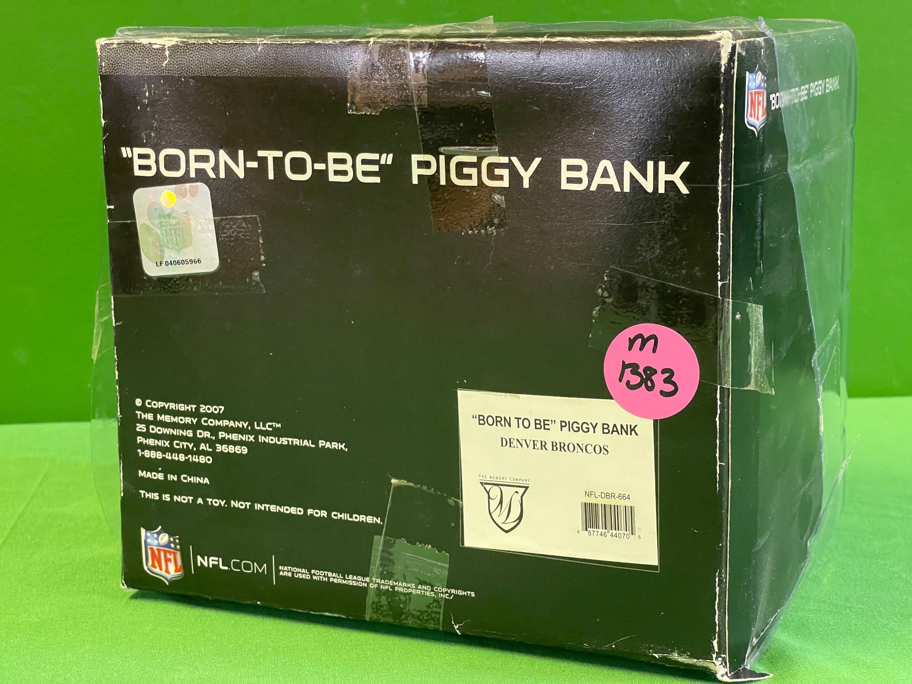 NFL Denver Broncos "Born to Be a Fan" Piggy Bank/Money Box NWT