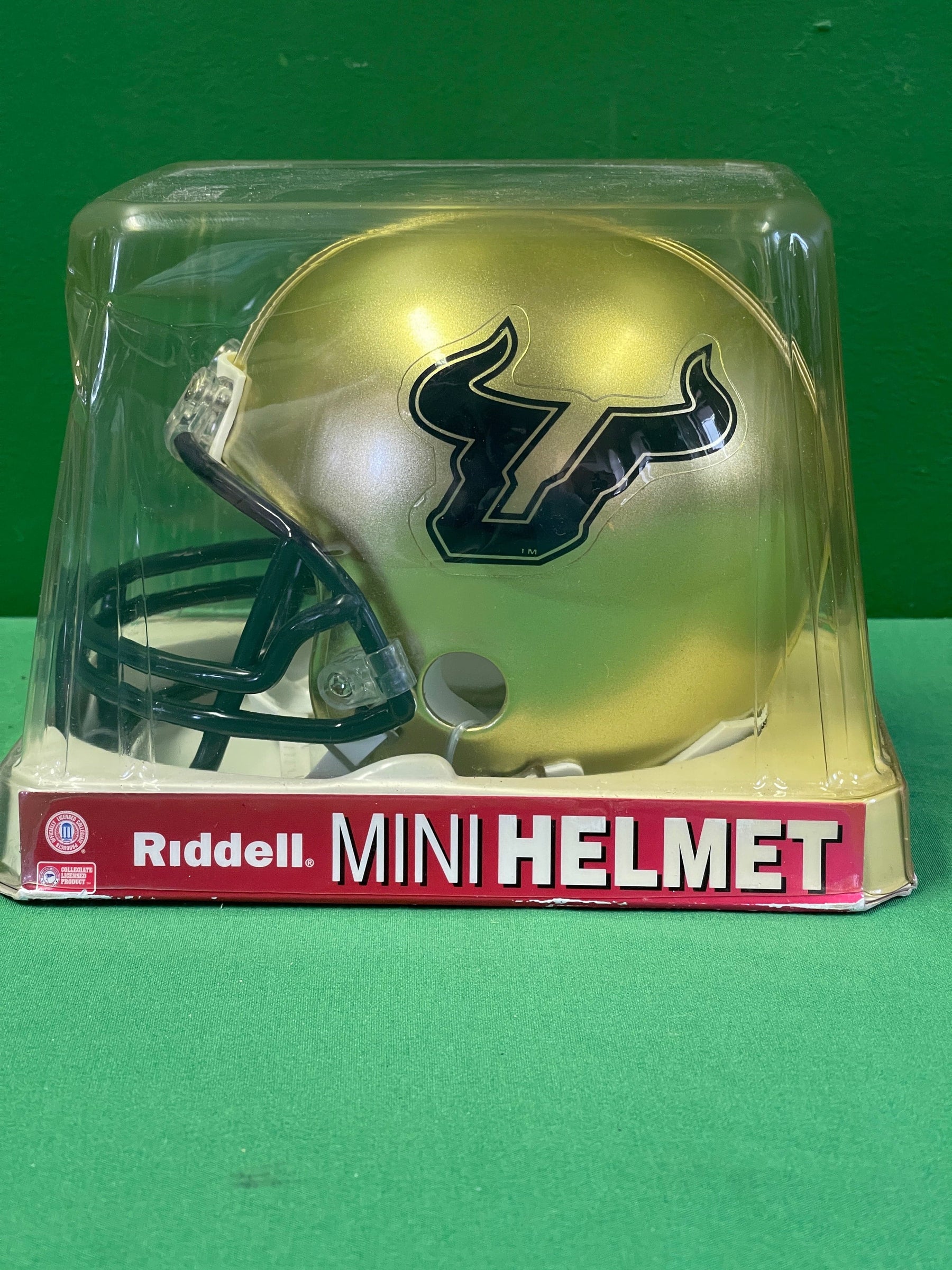 NCAA South Florida USF Bulls Riddell 2010 Gold Mini Helmet NWT