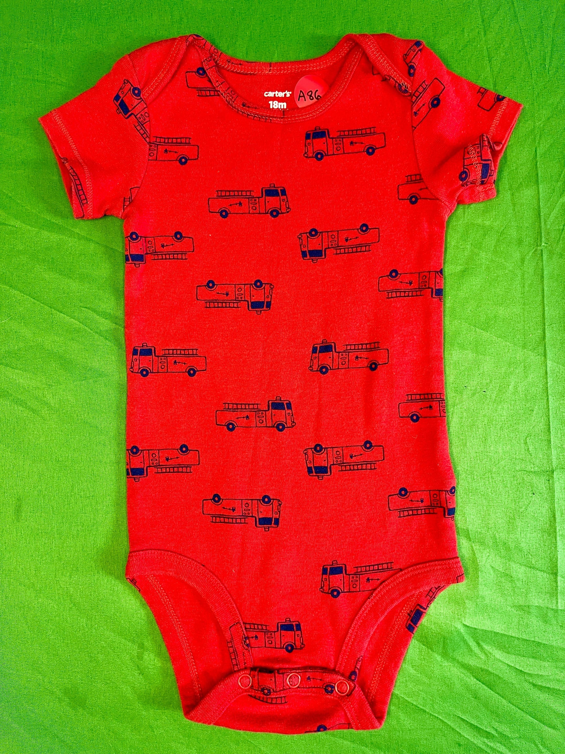 Fire Engine Pattern Red Bodysuit/Vest Infant Toddler 18 Months