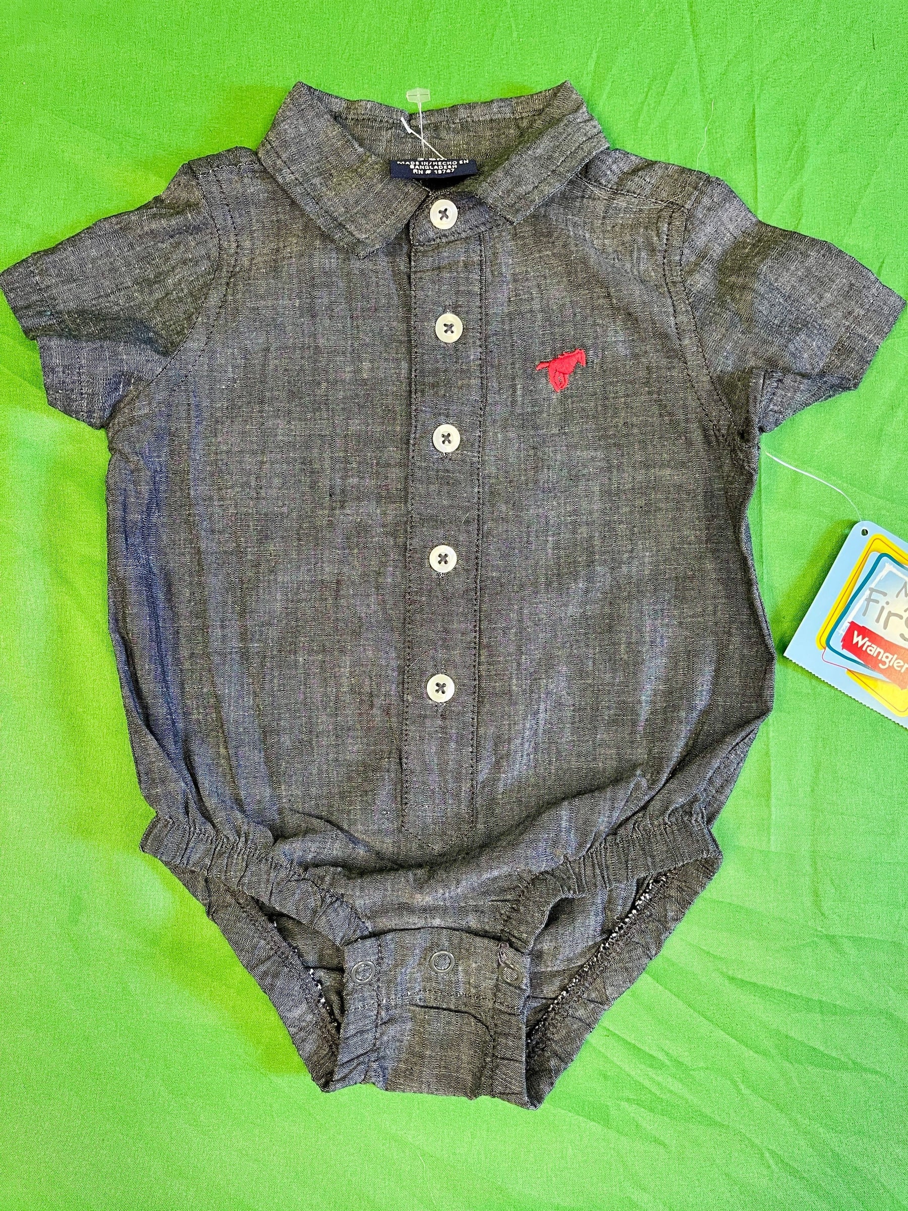 Wrangler Button-Up Shirt Style Bodysuit/Vest Infant Baby 3-6 Months NWT