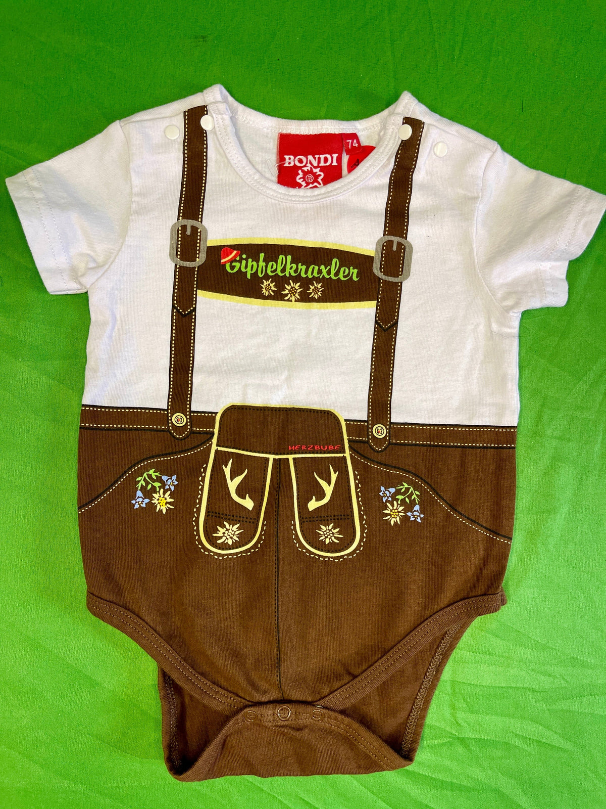 German Lederhosen Pattern Bodysuit/Vest Infant Baby 6 Months