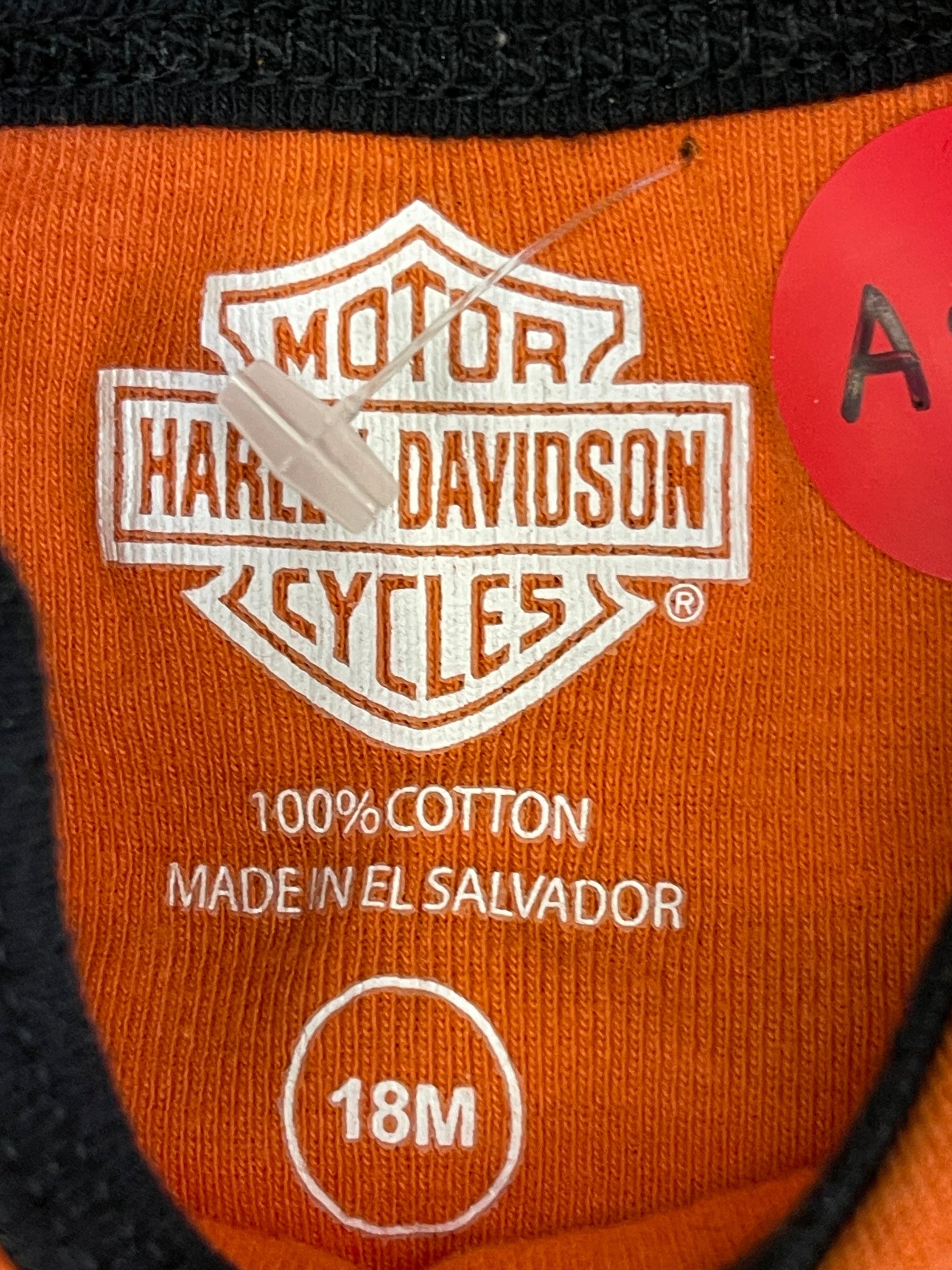 Harley Davidson "Born to Ride" Orange Bodysuit/Vest 18 Months