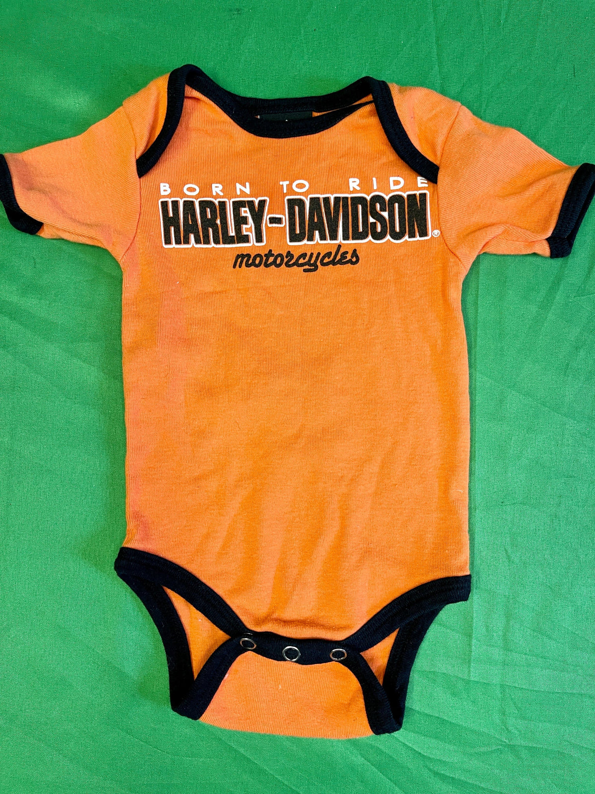 Harley Davidson "Born to Ride" Orange Bodysuit/Vest 3-6 Months