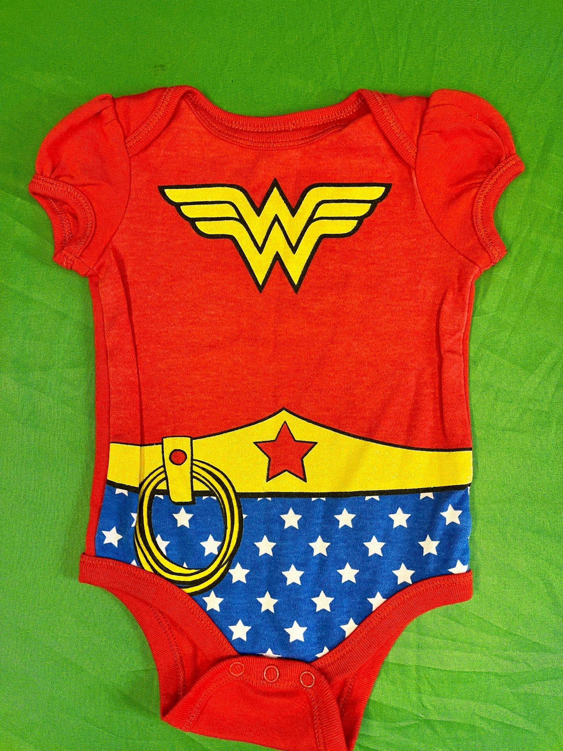 DC Sparkly Wonder Woman Costume Bodysuit/Vest Infant Baby 3-6 Months