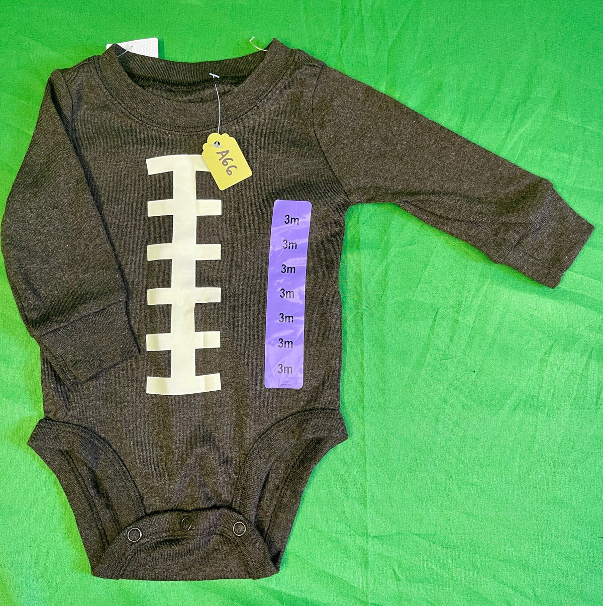 American Football Pigskin Style L/S Bodysuit/Vest Infant Baby 3 Months NWT