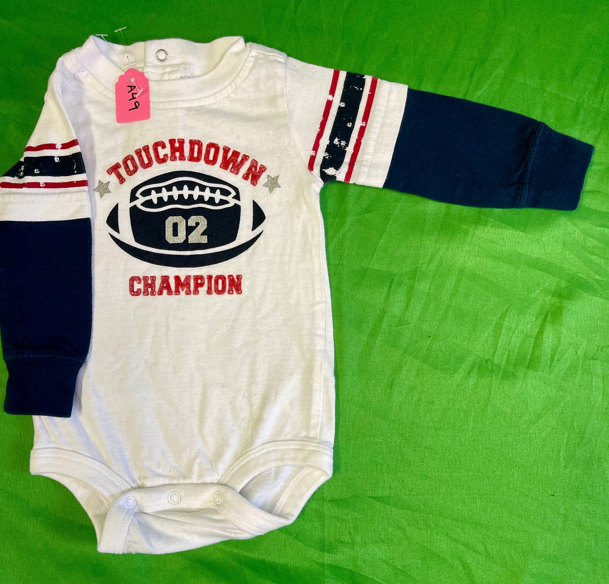 American Football "Touchdown Champion" Layered Look L/S Bodysuit/Vest 3 Months