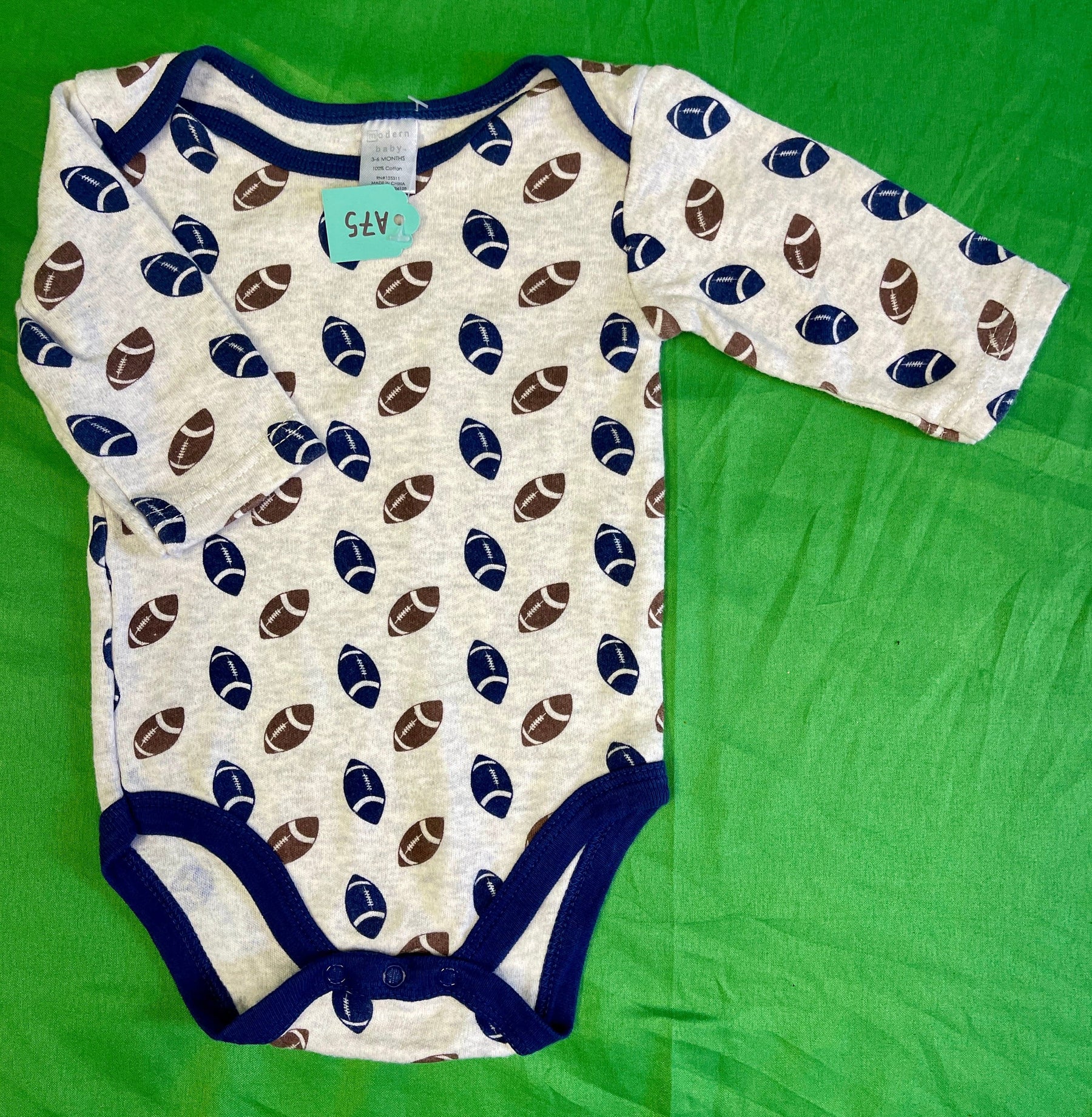 American Football Patterned L/S Bodysuit/Vest Infant Baby 3-6 Months